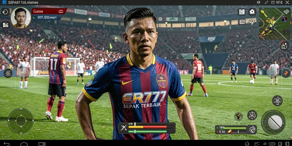 Tampilan gameplay ER777 yang menampilkan aksi sepak bola seru.
