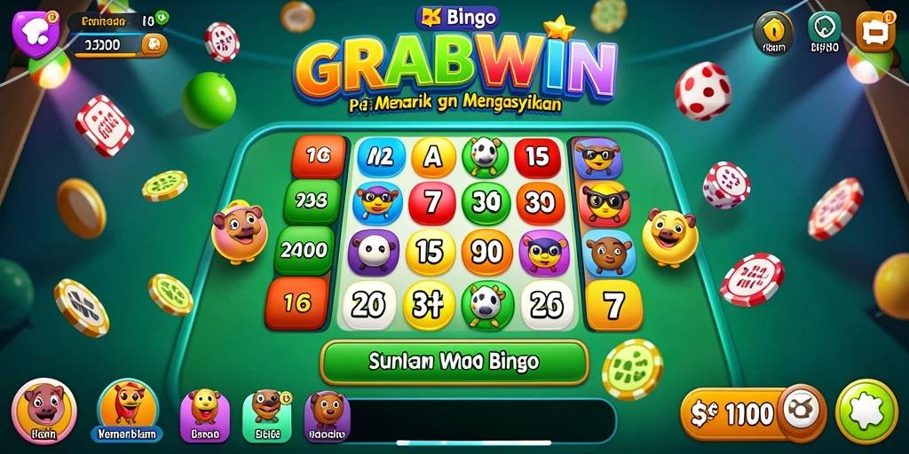 Tampilan gameplay seru di GRABWIN dengan suasana Bingo yang menyenangkan.