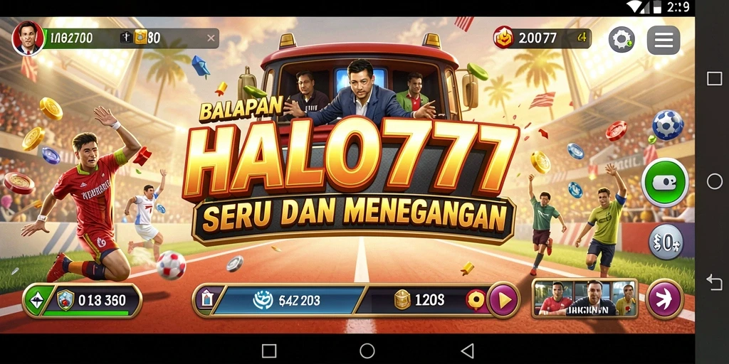 Tampilan gameplay balapan yang seru dan mendebarkan di HALO777.
