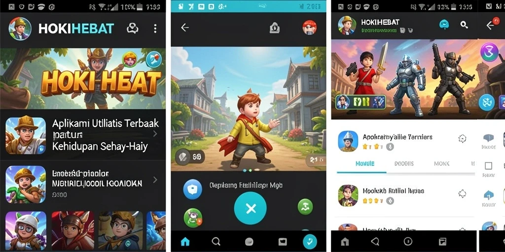 Tampilan aplikasi HOKIHEBAT dengan fitur-fitur utilitas yang lengkap.
