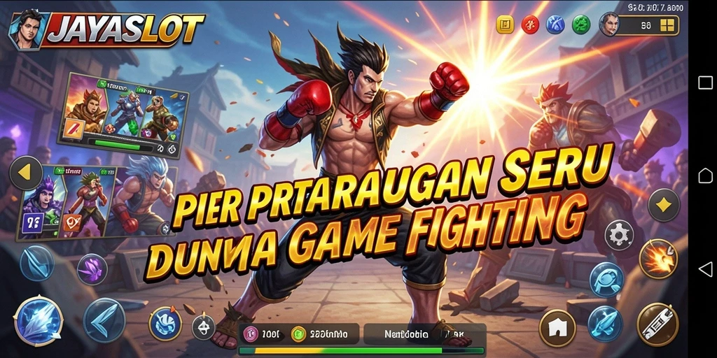 Screenshot menampilkan karakter dalam pertarungan intens di JAYASLOT.
