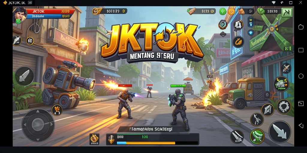 Screenshot utama JKTOK menampilkan pertempuran strategi yang intens.