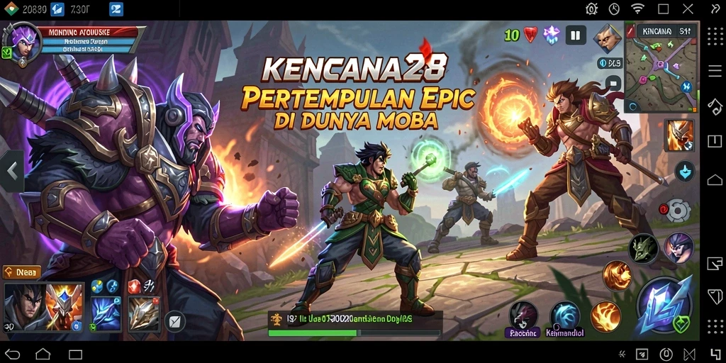 Screenshot KENCANA28 menunjukkan intensitas pertempuran dalam game MOBA.