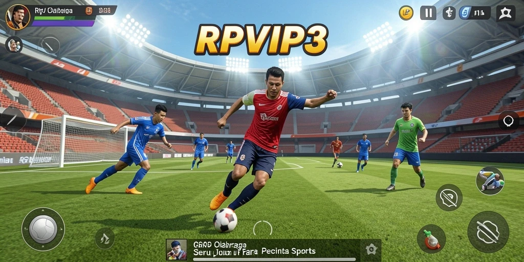 Tampilan gameplay RPVIP3 dengan aksi olahraga mendebarkan.