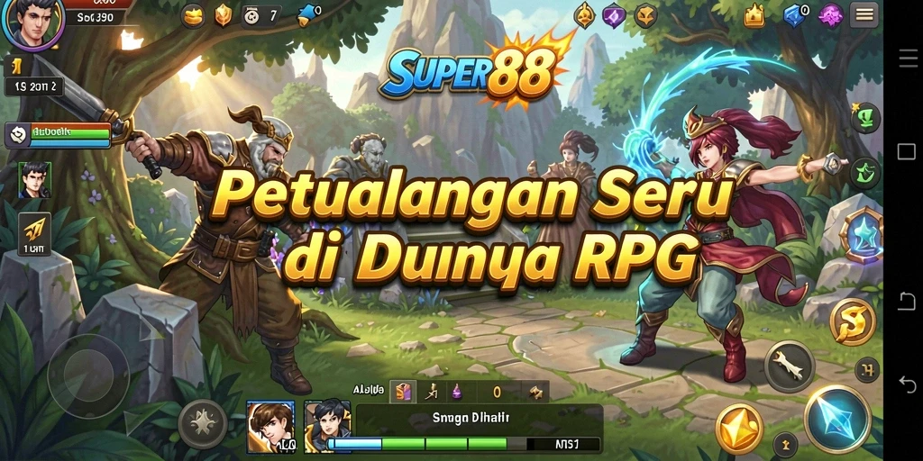 Screenshot dari gameplay RPG yang mendebarkan di SUPER88.