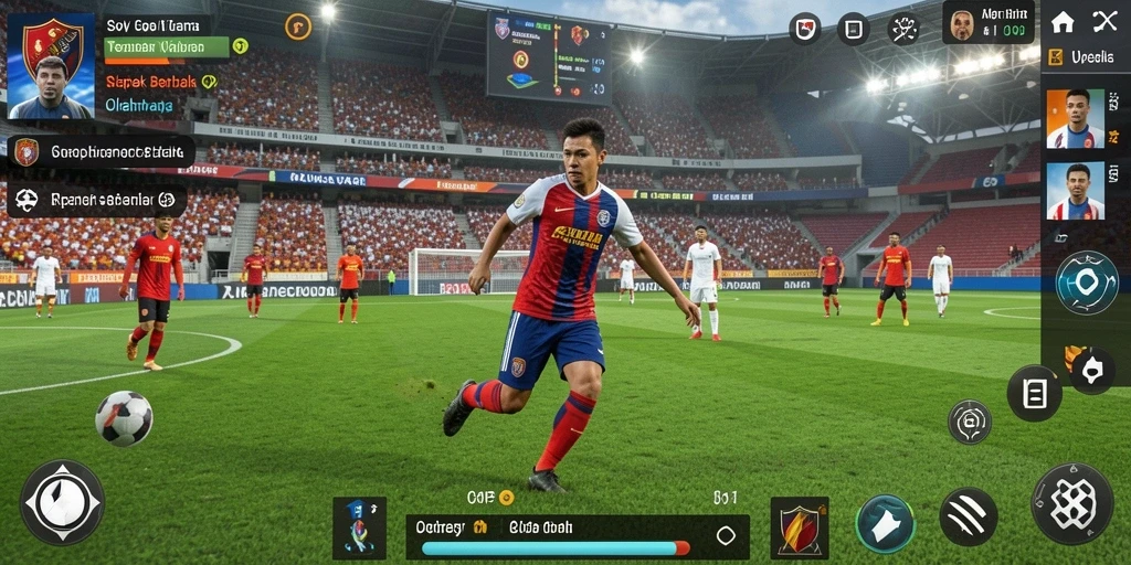 Tangkapan layar SVIP5 menunjukkan aksi intens pertandingan sepak bola.